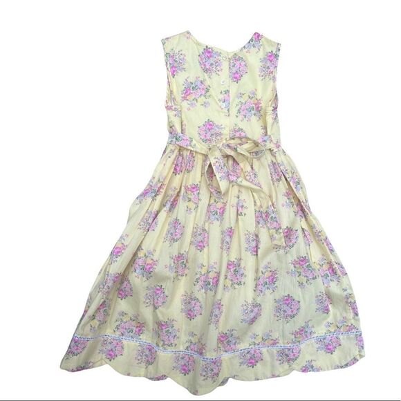 LAURA ASHLEY YELLOW FLORAL SLEEVELESS COTTON DRESS SCALLOP HEM FLOWER GIRL 6X - Picture 4 of 15